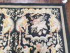 Vintage Black Aubusson Area Rug 8x10, Large Flowers Chinese Aubusson Carpet 7.9 x 10, Wool Hand-Knotted Floral Pattern Flat Weave Rug Nice - Jewel Rugs