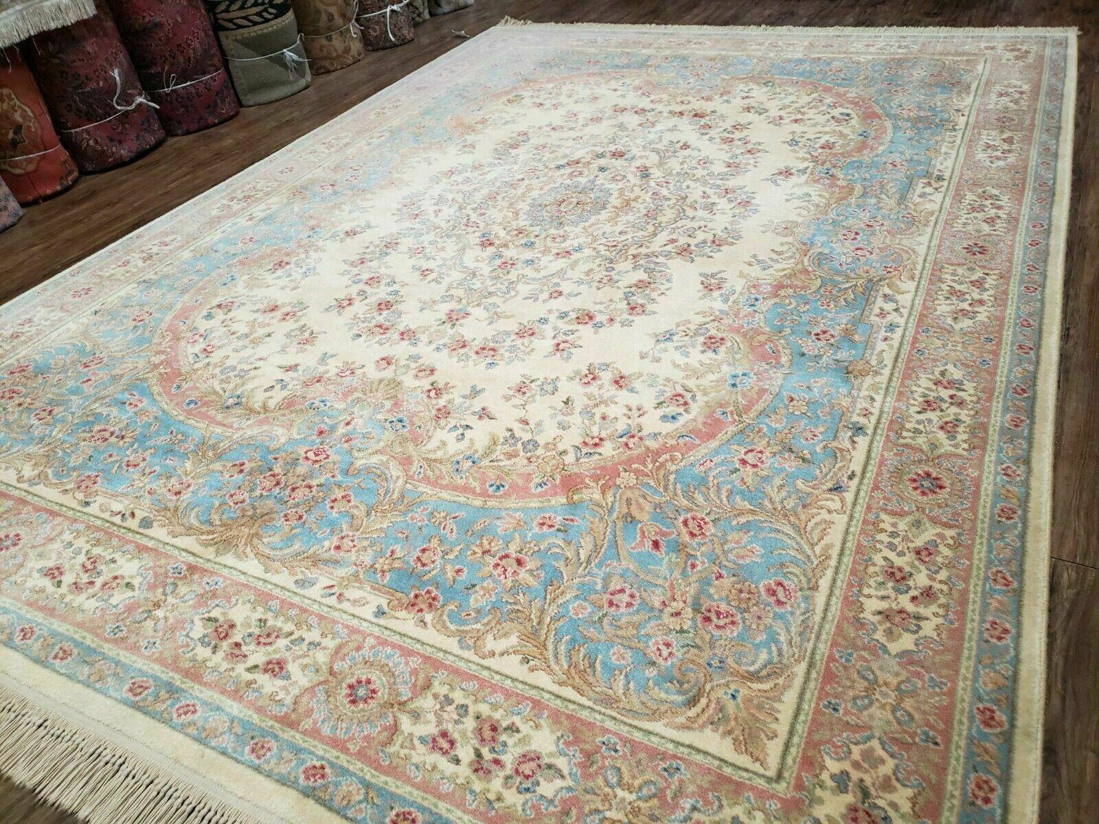 8' 8" X 12' Vintage Karastan Ivory Medallion Kirman #711 American Wool Rug - Jewel Rugs