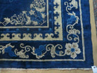 9' X 12' Antique Hand Made Art Deco Chinese Rug Peking Flowers Floral Blue Nice - Jewel Rugs