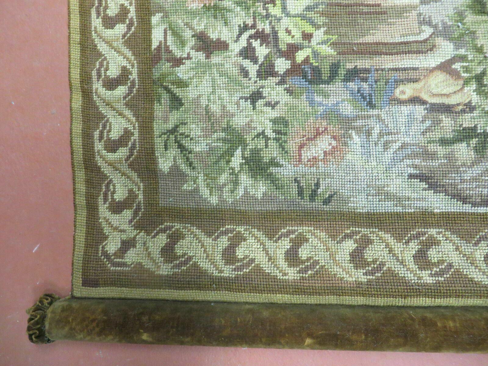 3' x 3.5' Tapestry European Handmade Needlepoint Petitpoint Hunting Dog Velvet - Jewel Rugs