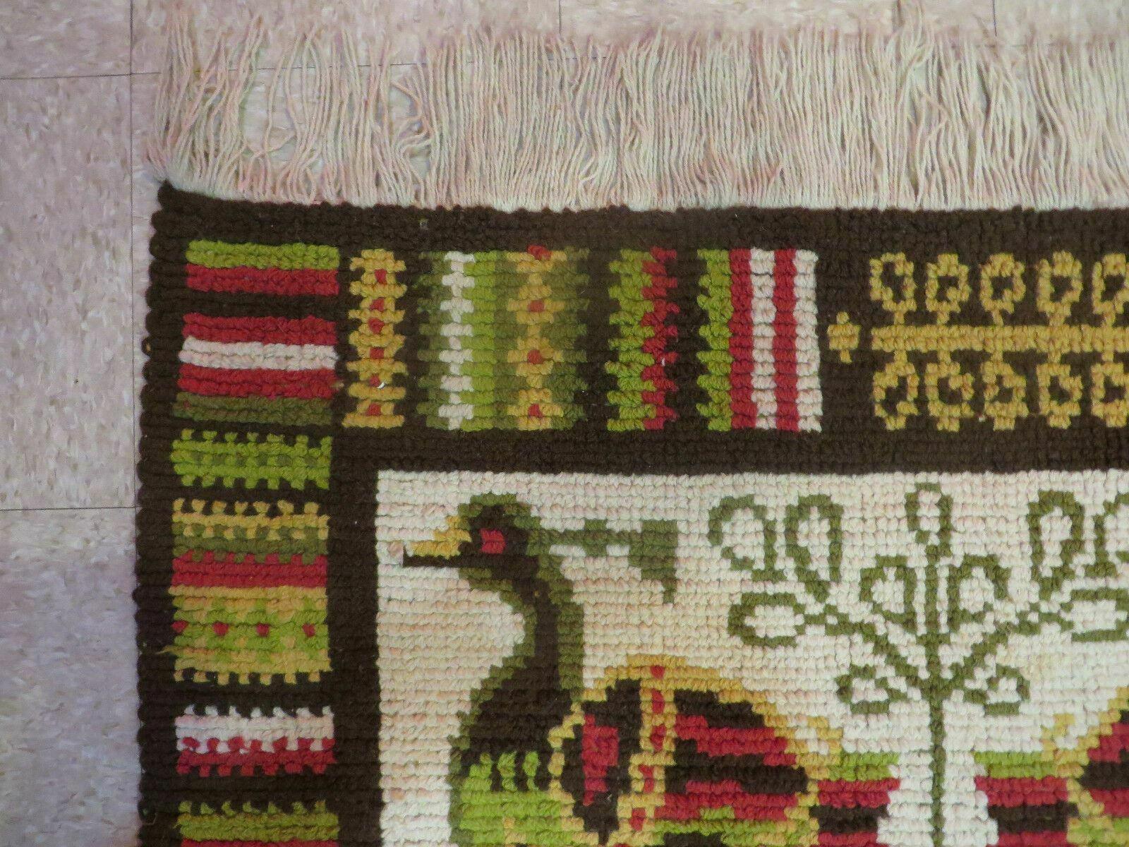 9' X 11' Animal Pictorial Handmade Spanish Wool Rug Vintage Scandinavian Design - Jewel Rugs