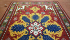 6.5 x 9.1 Power-Loomed Rug Central Medallion Tribal Design Red Blue Yellow Area Rug 6x9 7x9 Colorful Carpet Moroccan Style Boho Rug - Jewel Rugs