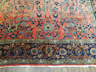 Antique Persian Kashan Rug, Manchester Wool, Red & Blue, Hand-Knotted, Allover Floral Pattern, 4'3" x 6'10" - Jewel Rugs