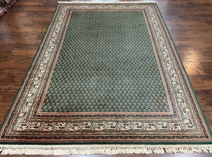 Couristan Rug 6x8, Vintage Oriental Carpet 6 x 8 ft, Belgium Power-Loomed Rug, Green and Cream, Traditional Rug, Boteh Mir Paisley Pattern - Jewel Rugs