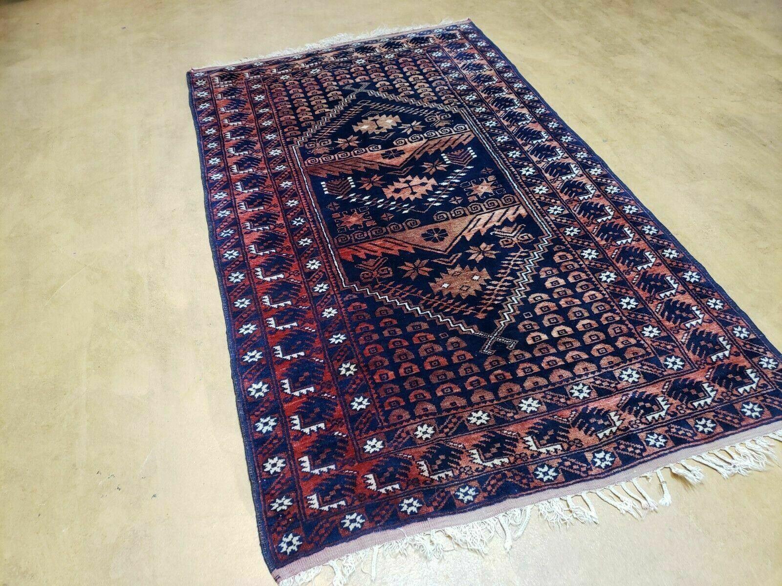 3' 4" X 5' 6" Vintage Handmade Pakistan Balouchi Balouch Tribal Wool Rug Nice - Jewel Rugs