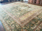 10' X 14' Handmade Indian Wool Rug Carpet Tea Washed Nice Green Gold - Jewel Rugs