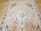 Antique Moroccan Rug 5x7 Tribal Carpet, Hand-Knotted Soft Wool Pile, 5 x 7 Area Rug, Berber Rug, Geometric Open Field Medallion, Pink Ivory - Jewel Rugs