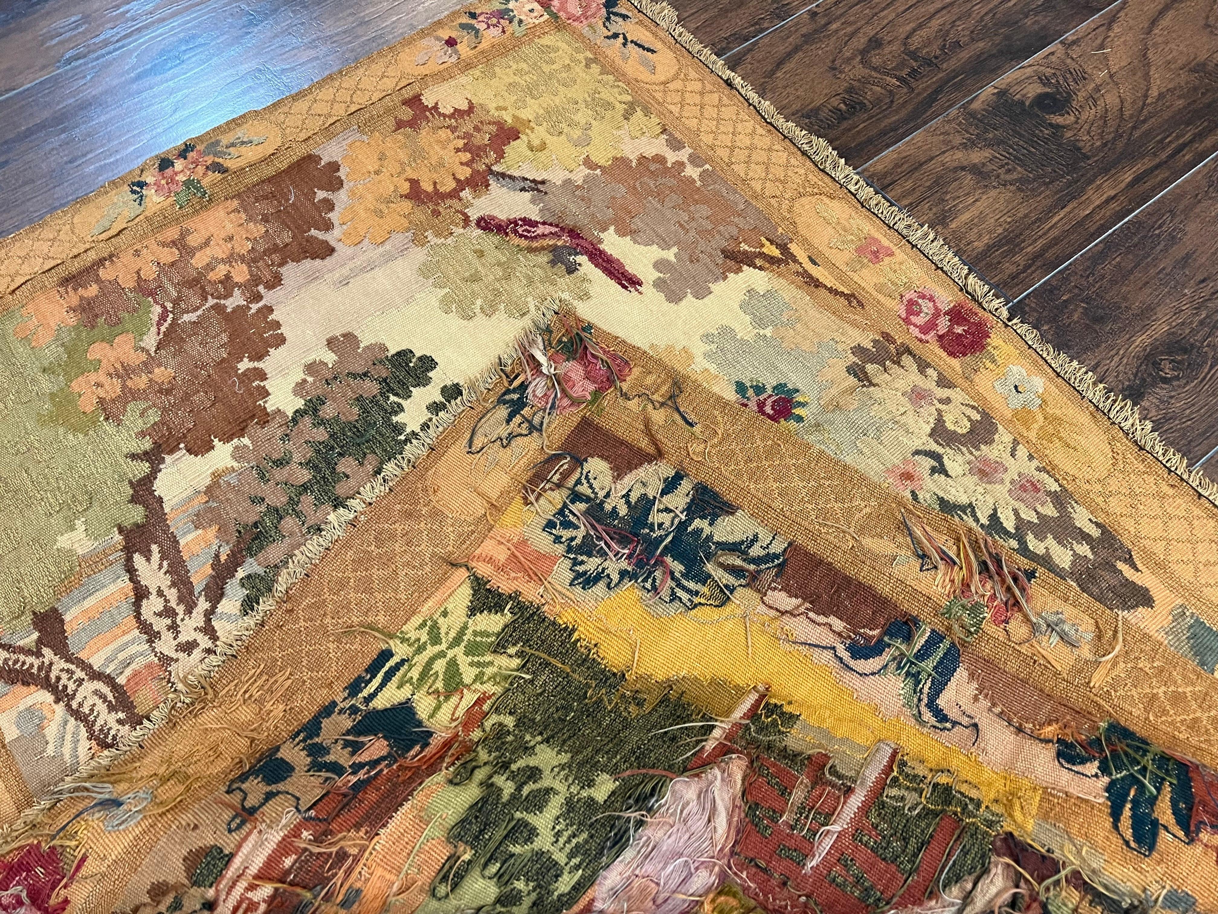 Antique Tapestry 3x4, European French Tapestry, Hand Loomed Victorian Tapestry, Vintage Wool Tapestry 3 x 4 ft - Jewel Rugs