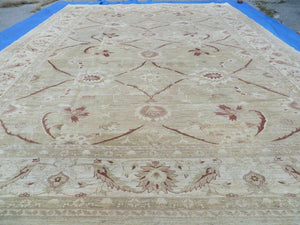13' X 17' Vintage Handmade Pak Peshawar Oushak Wool Rug Carpet Neutral Colors - Jewel Rugs