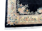 9x12 Chinese Aubusson Rug, 9 x 12 Plush Chinese Rug, 12x9 Floral Chinese Rug, 90 Line Carpet, Art Deco Rug Peking Rug Vintage Wool Black Rug - Jewel Rugs