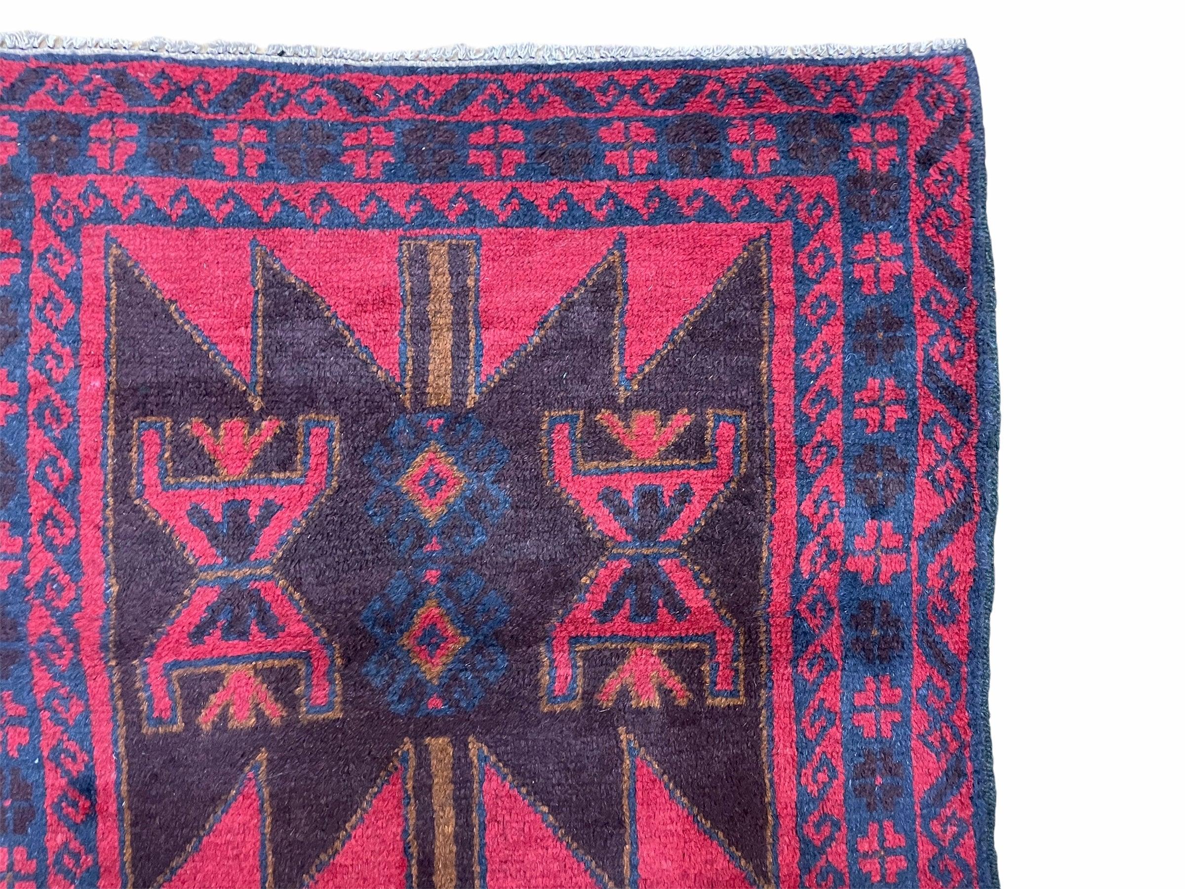 3 X 5 Vintage Handmade Tribal Wool Rug Balouchi Rug Afghan Rug Red Beige Nice - Jewel Rugs