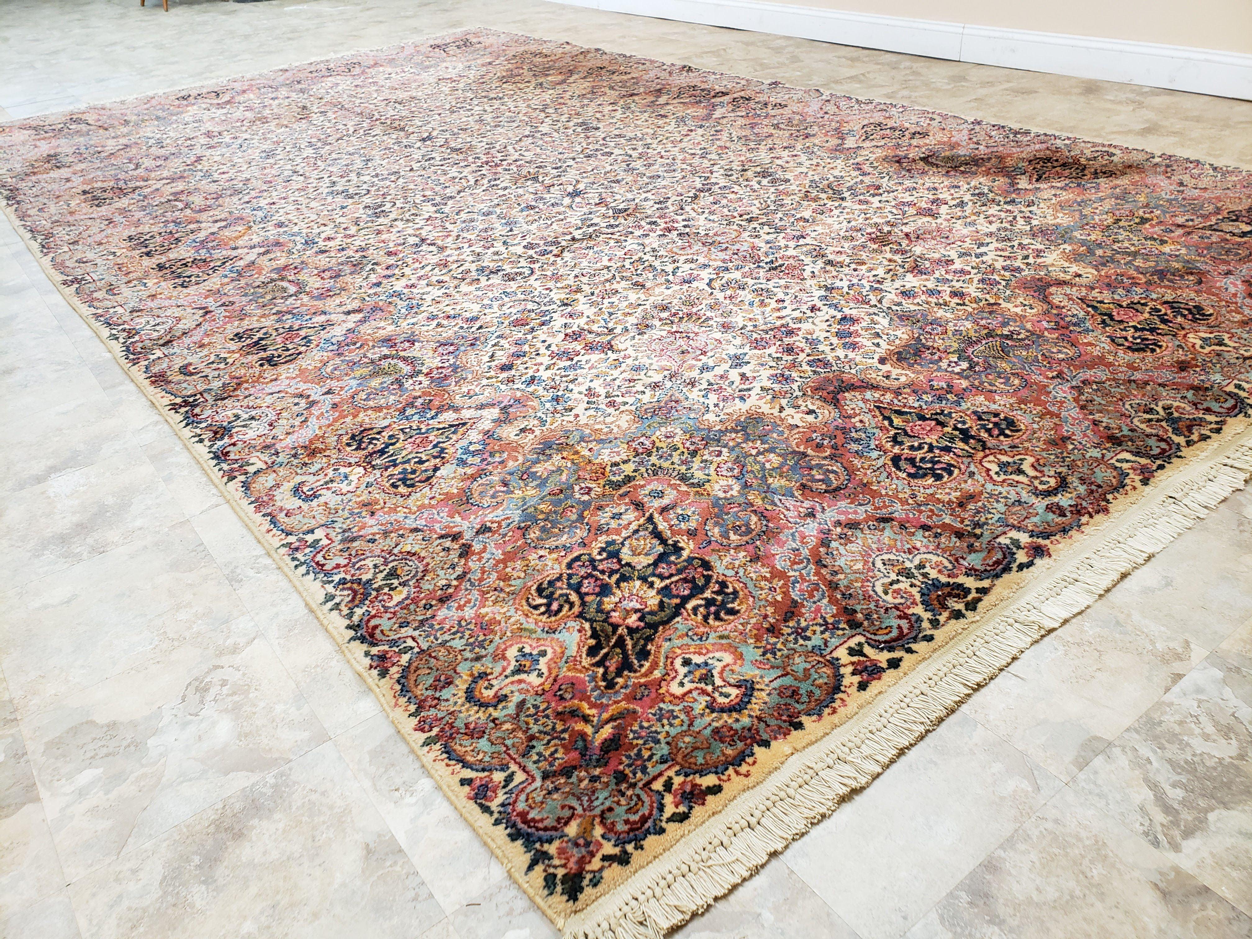 Karastan Kirman Rug, Karastan Floral Kirman #742, Wool Karastan Carpet, Vintage Karastan Area Rug, Original Karastan Rug, Large, 8'7" x 15' - Jewel Rugs