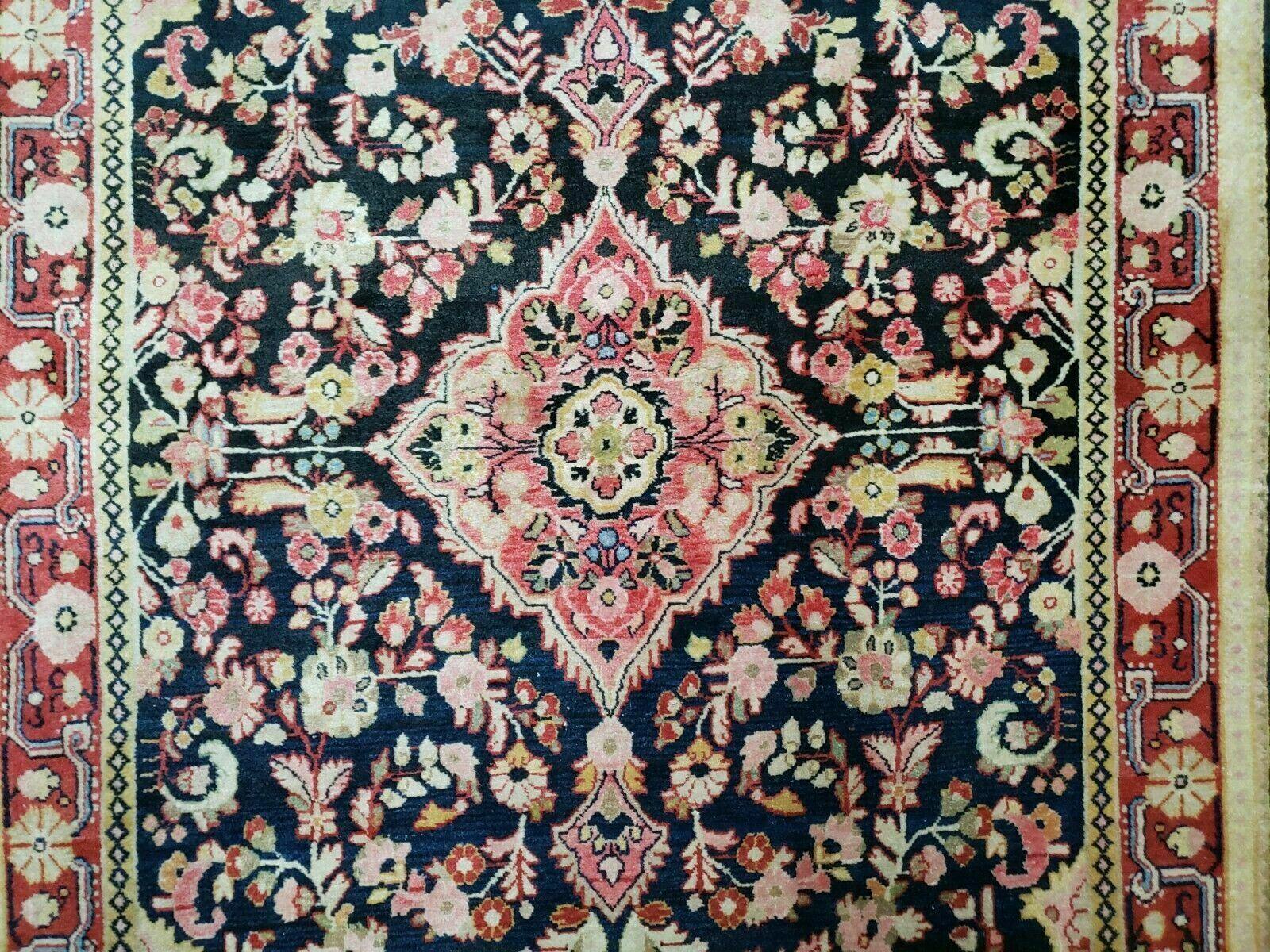 4' X 6' Antique Handmade India Floral Oriental Wool Rug Carpet Organic Blue - Jewel Rugs