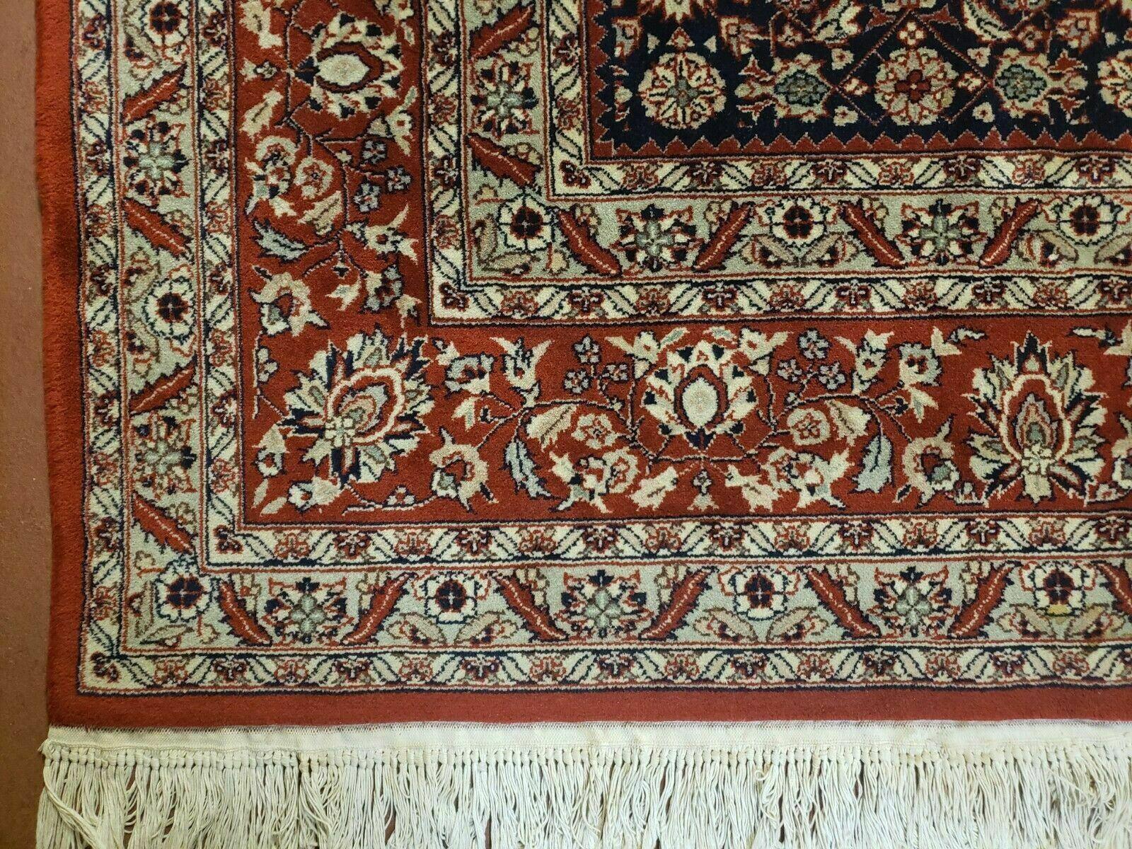 8' X 10' Vintage Fine Handmade India Jaipur Wool Rug Hand knotted Carpet Red - Jewel Rugs