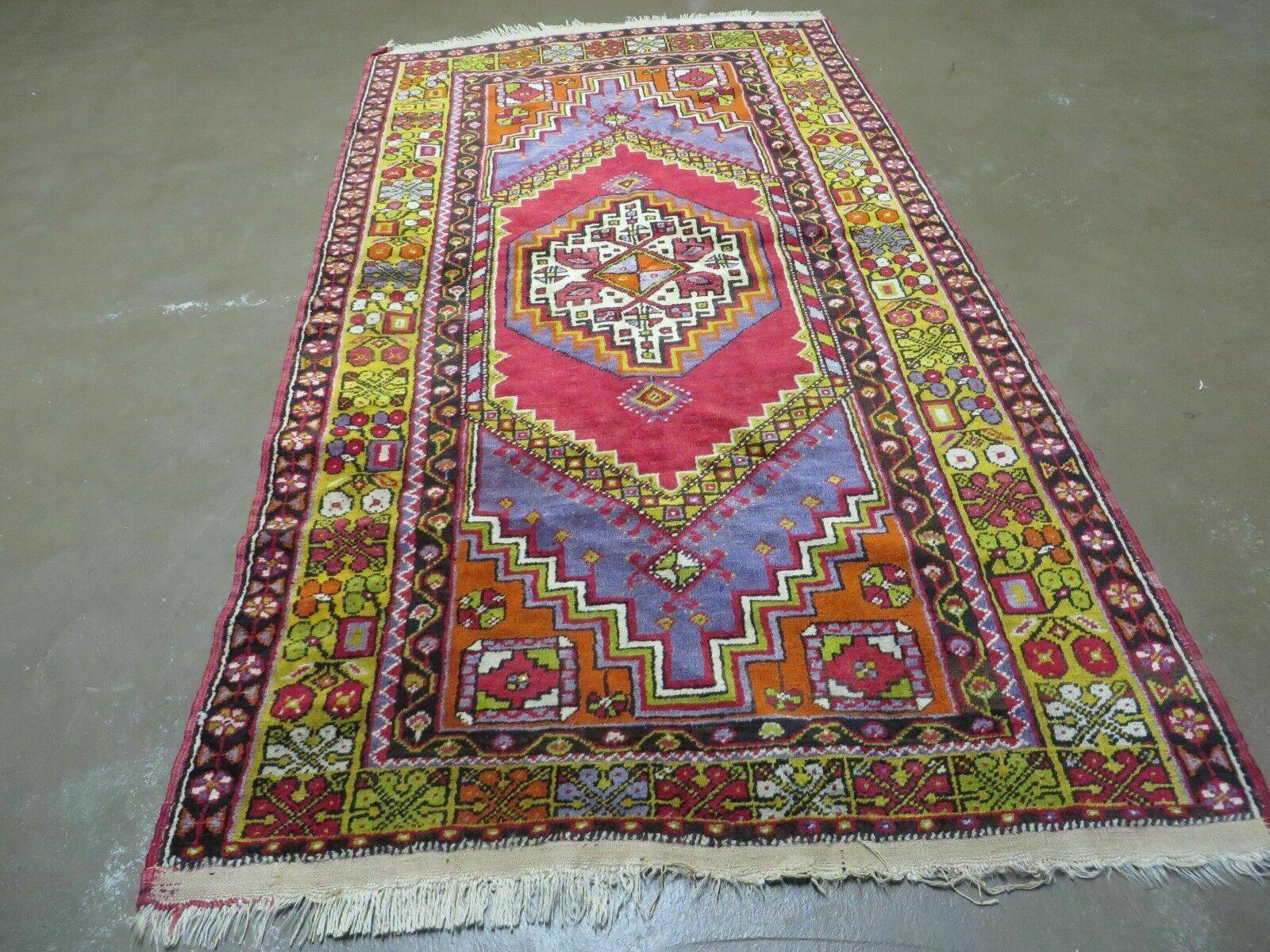 4' X 7' Antique Handmade Turkish Oushak Wool Rug Carpet Red Nice - Jewel Rugs