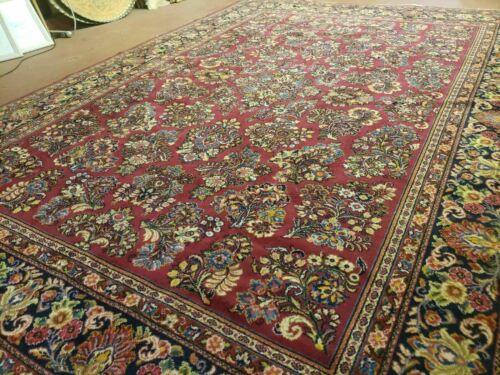 9' X 12' Antique Karastan Lanamar # 5528 Red Sarouk Wool Rug Beauty - Jewel Rugs