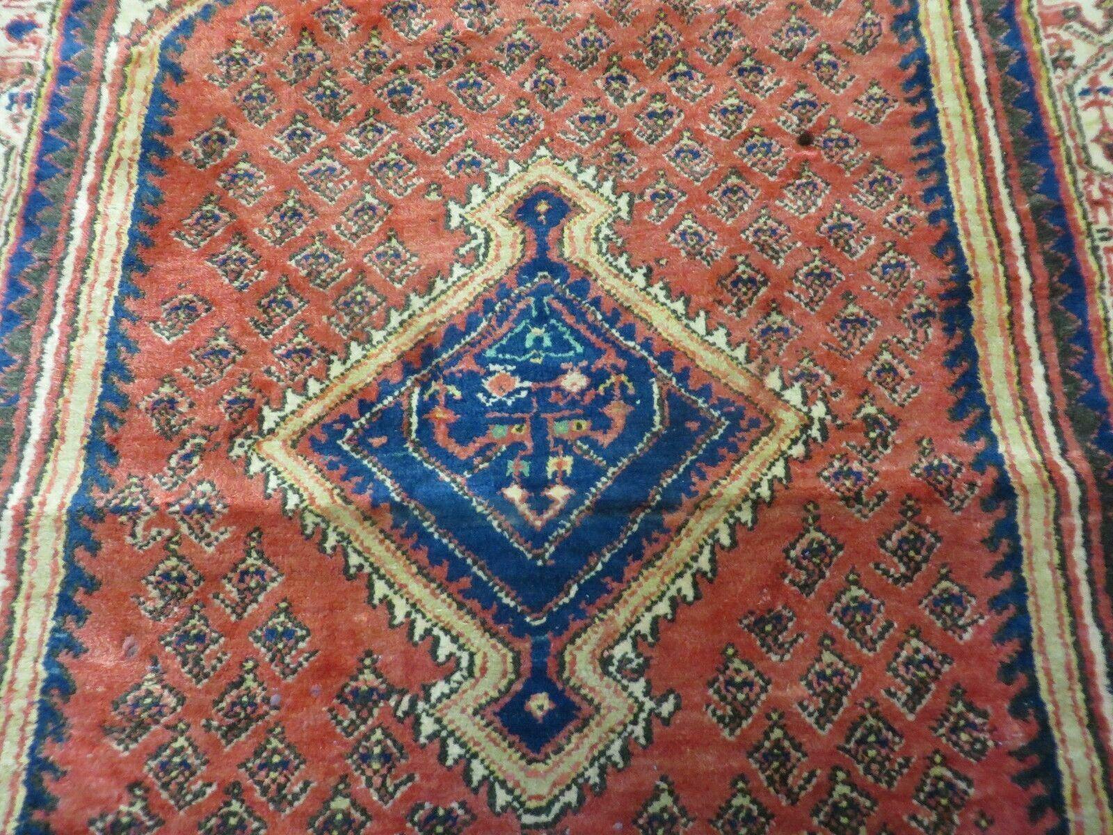 4' X 6' Antique Handmade Indian Wool Rug Red Vegetable Dyes Nice - Jewel Rugs