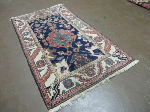 3' X 5' Vintage Handmade India Floral Oriental Wool Rug Nice Rug Blue # 401 - Jewel Rugs