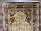 Silk Turkish Hereke Rug 3x5, Gold and Burgundy Hand Knotted Silk Hereke Carpet, Prayer Rug, Tree of Life, Authentic Hereke, Vintage Stunning - Jewel Rugs