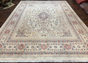 Pak Persian Rug 9x11, Very Fine Hand Knotted Oriental Carpet, Haji Jalili Design, Ivory/Cream, Wool Handmade Room Sized Rug 9 x 11 ft, Nice - Jewel Rugs