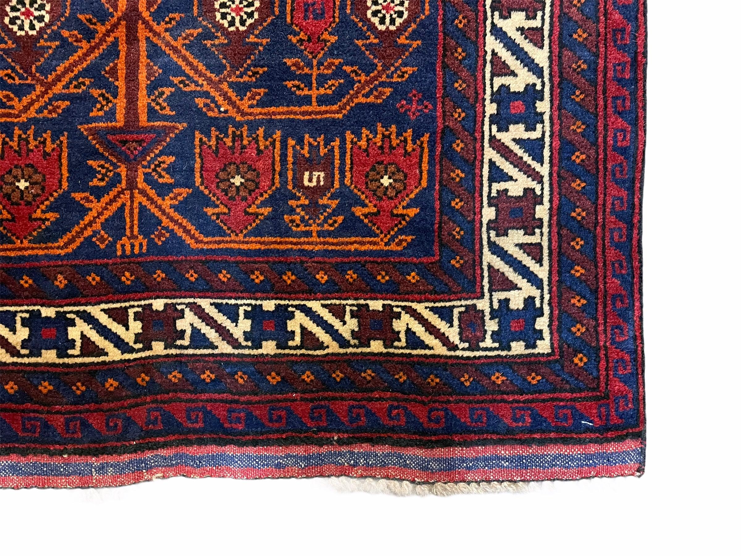 3x5 New Vintage Handmade Afghan Wool Rug Balouch Rug Tree Of Life Red Blue Beige - Jewel Rugs