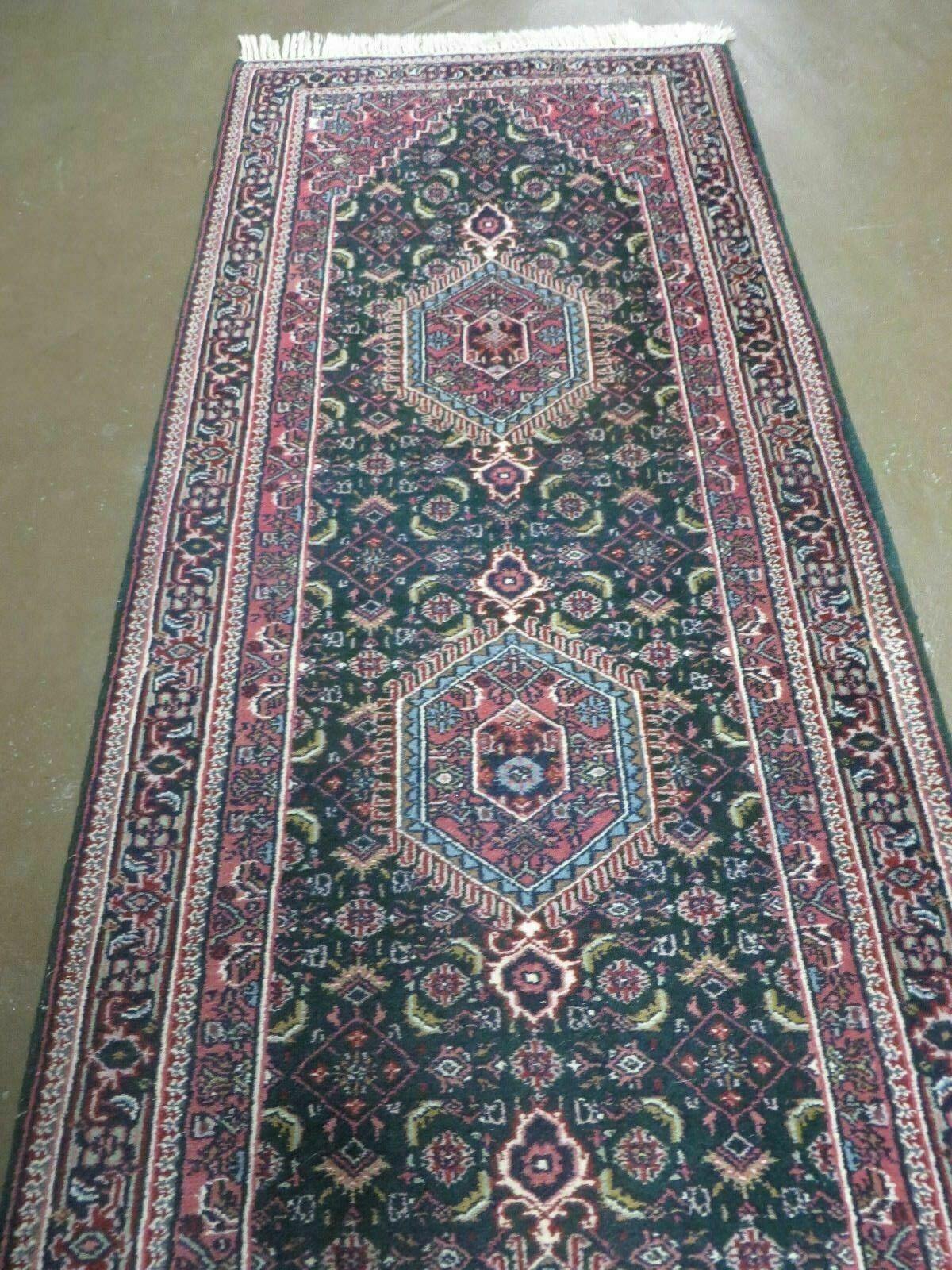 2'9" X 10' Vintage Handmade India Floral Oriental Wool Rug Vegetable Dyes Runner # 838 - Jewel Rugs