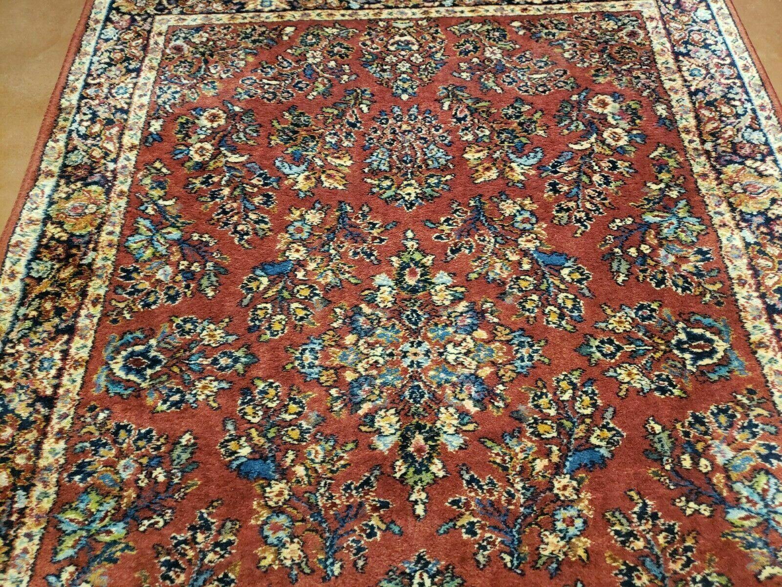 4' 4" X 6' Karastan #700 Red Sarouk # 785 Wool Rug American Made Beauty - Jewel Rugs