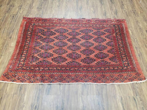 Antique Turkoman Rug 3'4" x 5', Collecticble Yamud Oriental Rug, Seat Pillow Cushion Cover, Tribal Mat, Wool Red Hand-Knotted Mafresh Carpet - Jewel Rugs