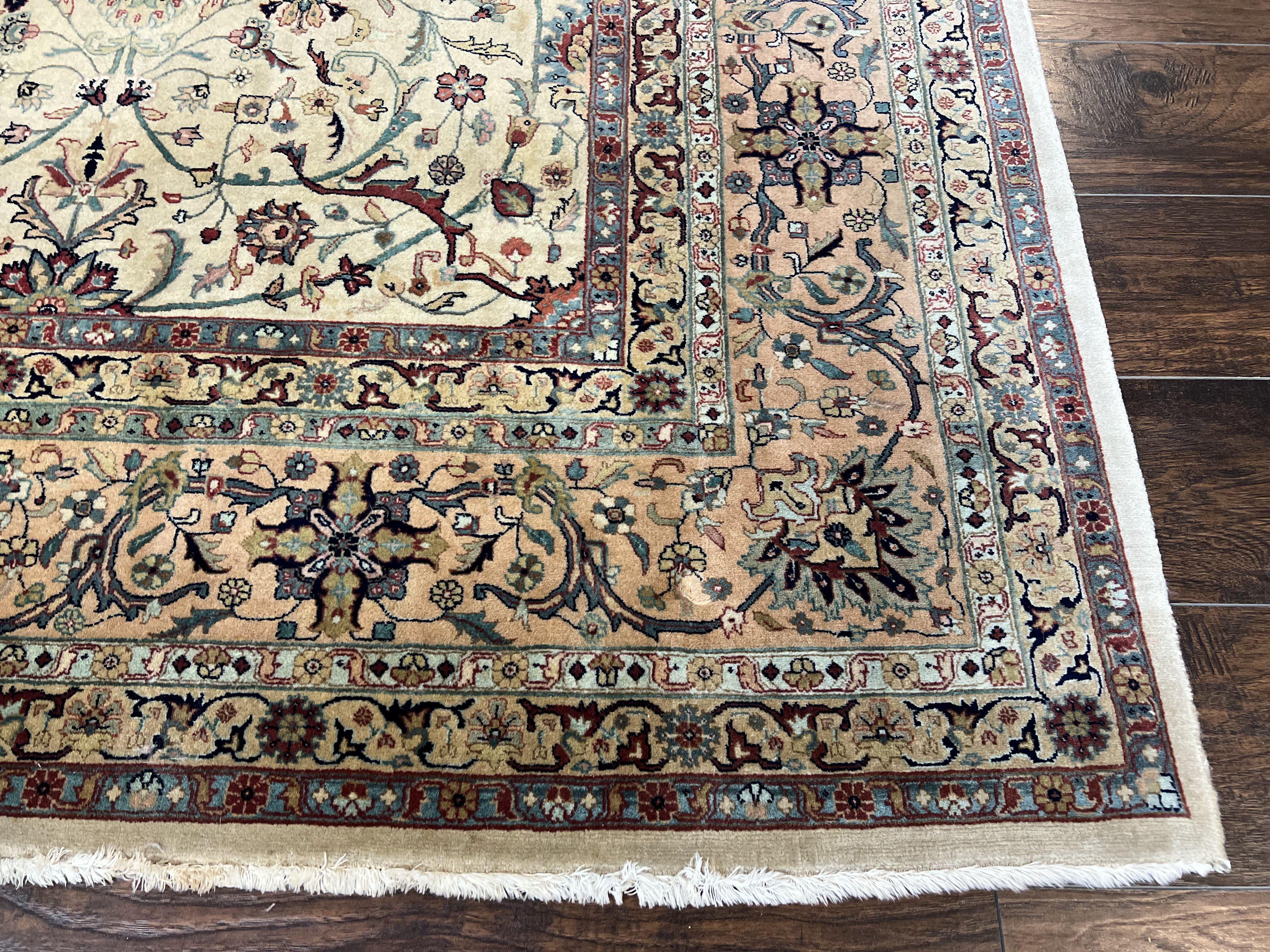 Pak Persian Rug 9x12 Oriental Carpet, Neutral Colors, Fine Hand Knotted Wool Rug 9 x 12 Vintage Rug, Allover Floral Pattern, Pakistani Rug - Jewel Rugs