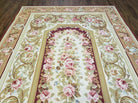 6' X 9' Vintage Handmade Wool Rug Aubusson Weave Savonnerie Flat Pile Beige Wow - Jewel Rugs