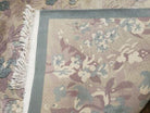 6' X 9' Vintage Hand Made CHINESE Art Deco 90 LINES Wool Rug Flowers Nice - Jewel Rugs