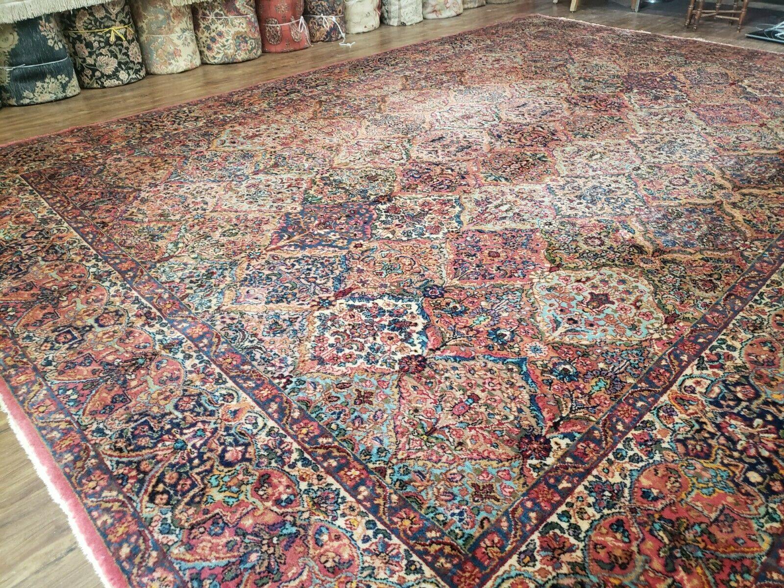 10' 3" X 14' Antique KARASTAN Kirman Multicolor Panel # 717 American Wool Area Rug - Jewel Rugs