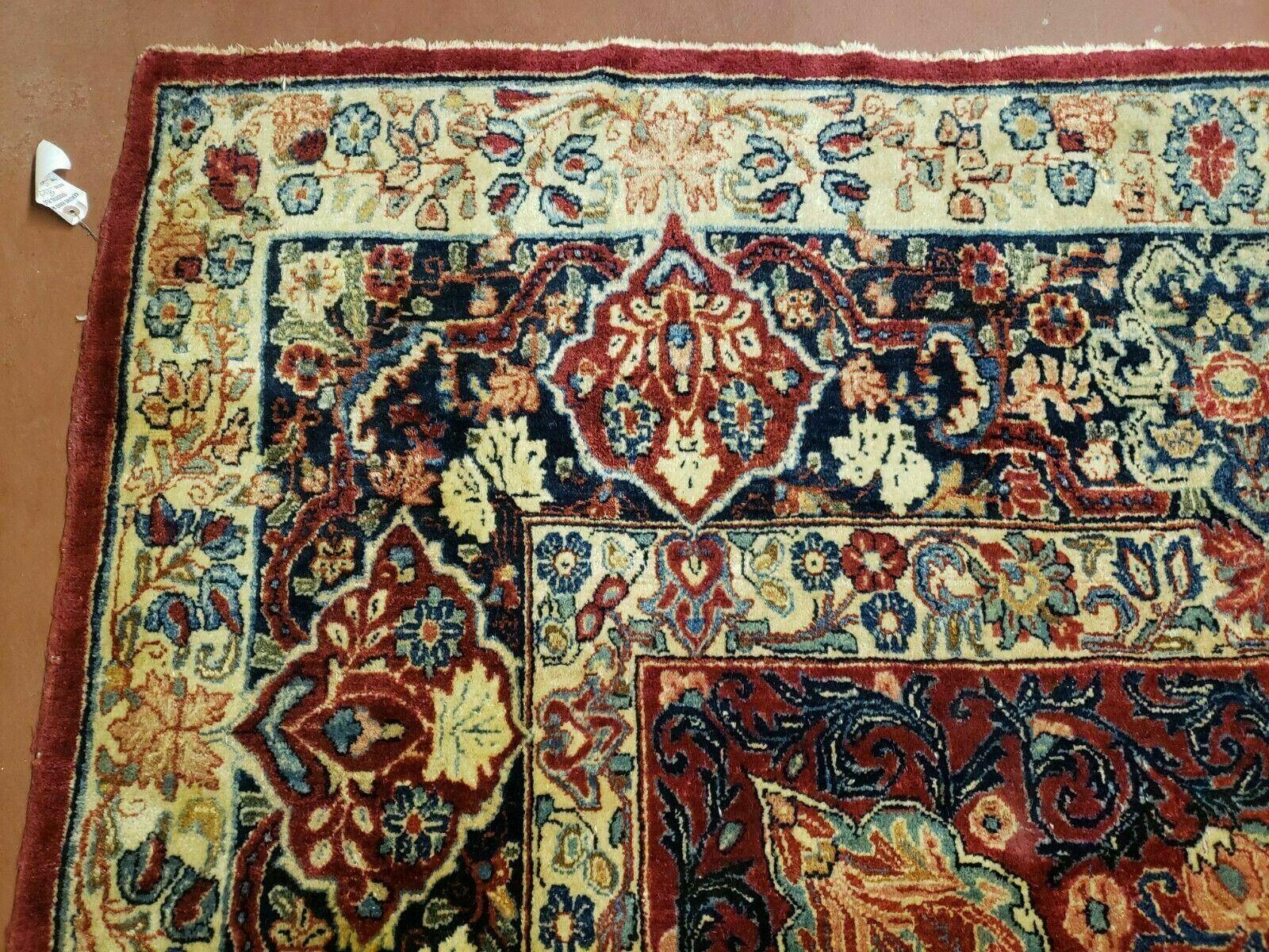 10' X 12' Antique Persian Sarouk Allover Floral Design with Medallion Handmade Red Wool Area Rug - Jewel Rugs