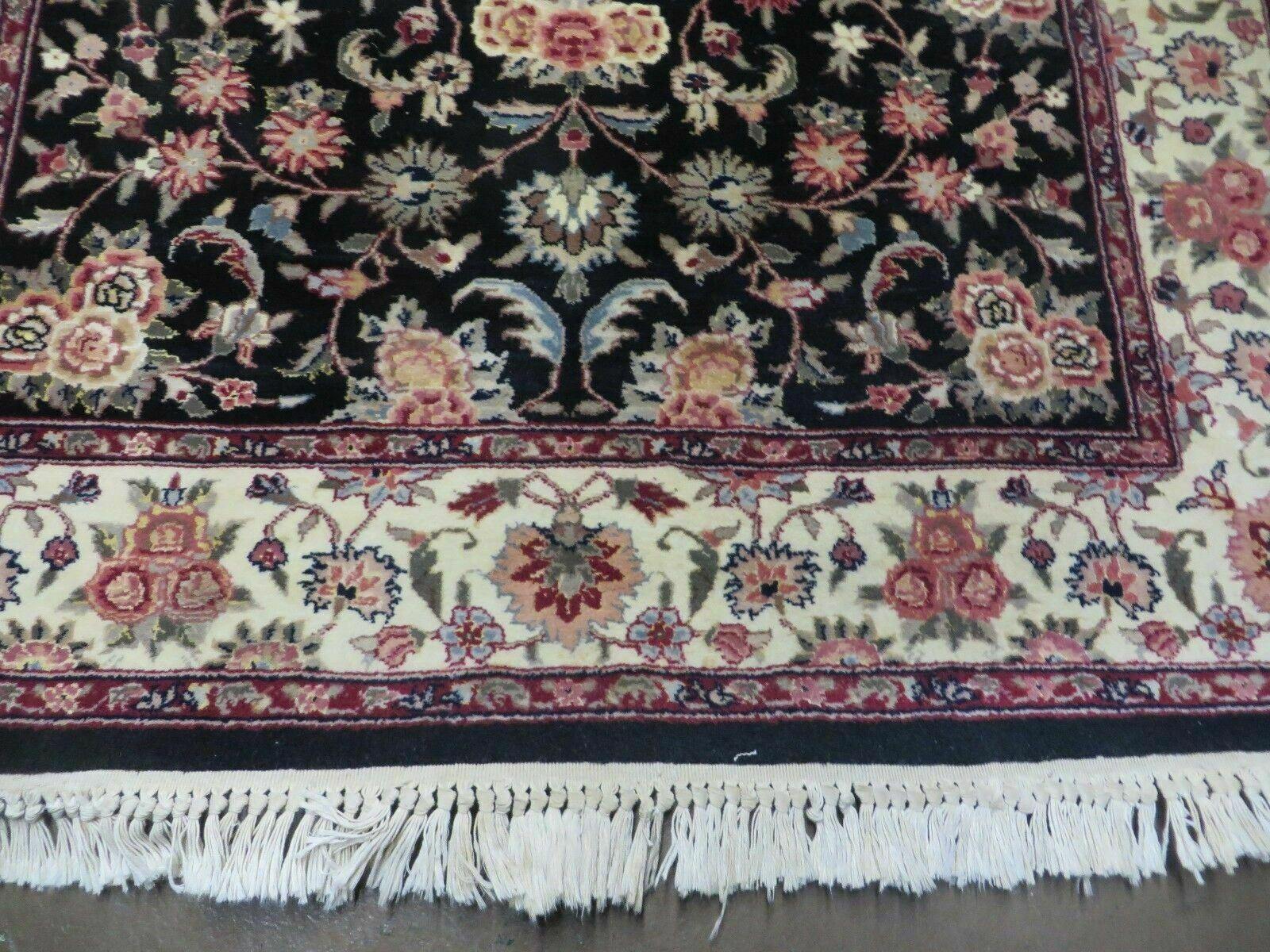 4' X 6' Vintage Hand Knotted India Jaipur Wool Rug Black Silk High Lights - Jewel Rugs