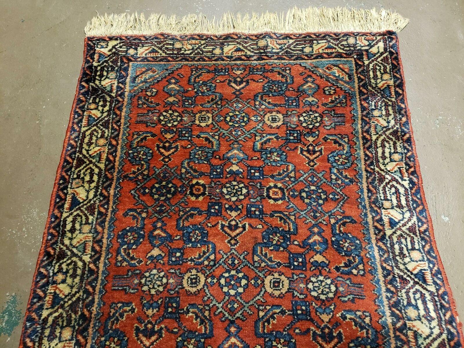 2' 9" X 10' Antique Handmade Wool India Floral Oriental Runner Rug Red - Jewel Rugs