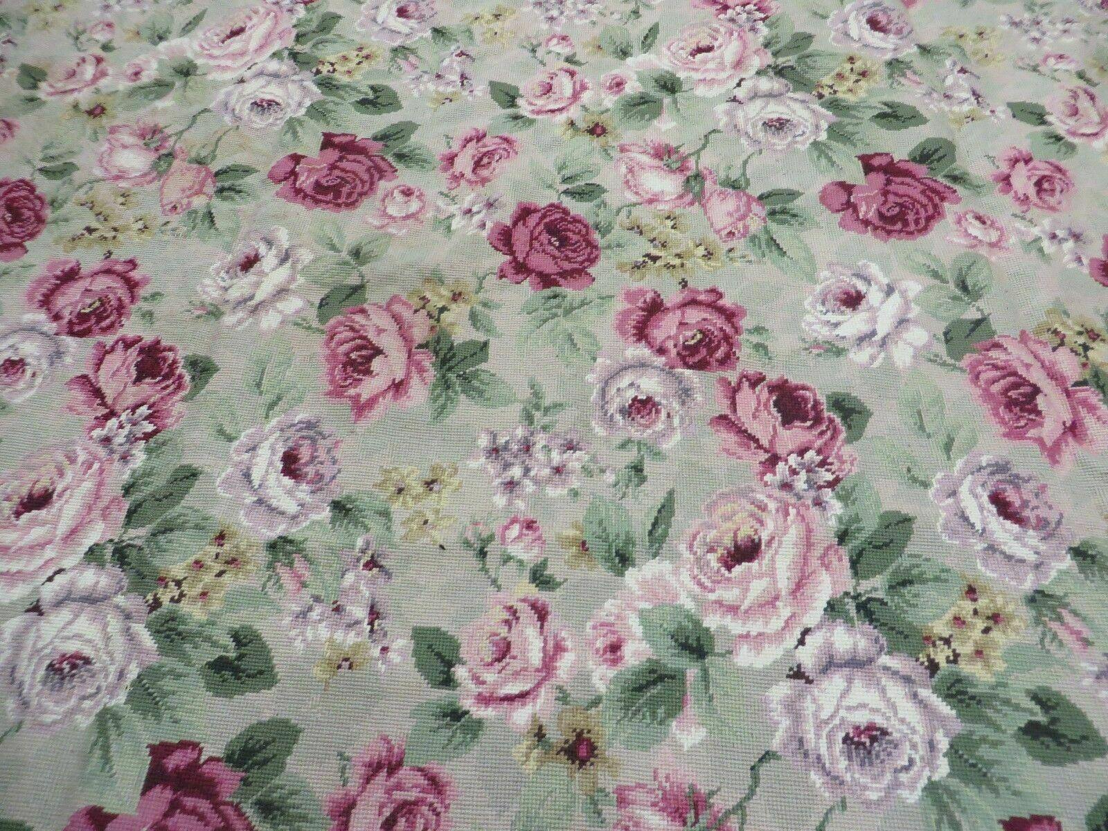 10' X 13' Stark USA Handmade Needlepoint Wool Floral Area Rug Rose Garden Chic Carpet - Jewel Rugs