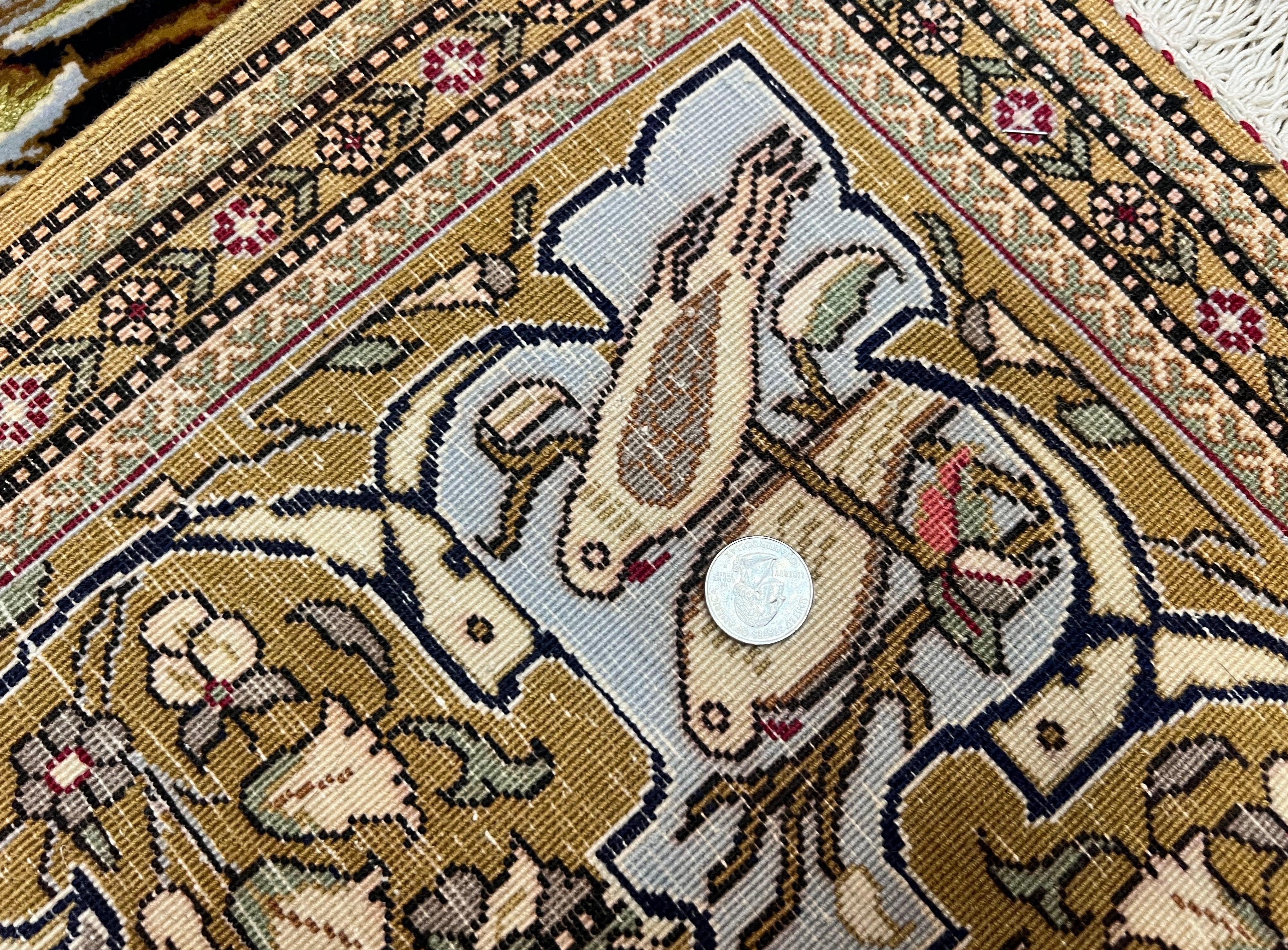 Persian Qum Pictorial Rug 4.8 x 6.5 - Layla & Majnun, Birds - Jewel Rugs