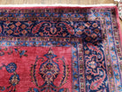 Antique Turkish Sparta Rug, 9x12 Rug, Red and Dark Blue Handmade Wool Area Rug, Turkish Carpet, Antique Rug, Hand-Knotted Rug, Floral Rug - Jewel Rugs