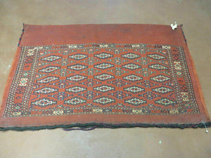 2.5' X 4' Antique Handmade Turkoman Tribal Wool Rug Cushion Case Yamud Diamond - Jewel Rugs