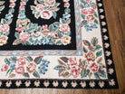 Floral Panel Needlepoint Rug, 9x13 - 10x14 Aubusson Rug, Large Needlepoint with Flowers, Black and Ivory Flatweave Aubusson, Multicolor - Jewel Rugs