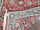 Indo-Persian Rug 3x5, Vintage Traditional Oriental Carpet 3 x 5, Afshan Allover Floral Pattern Red & Green Wool Hand-Knotted Fine Indian Rug - Jewel Rugs