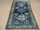 Blue Vintage Persian Hamadan Rug, Wool, Hand-Knotted, 4x6 ft - Jewel Rugs