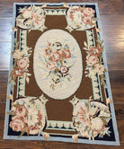 Small Needlepoint Rug 2x3, Aubusson Savonnerie Design, French European, Wool Handmade Vintage Needlepoint Carpet 2 x 3 ft, Flatweave Rug - Jewel Rugs