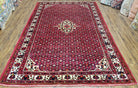 Vintage Persian Hamedan Rug, Angelas Mahi Pattern, Red, Wool, Hand-Knotted, 6'9" x 10' - Jewel Rugs