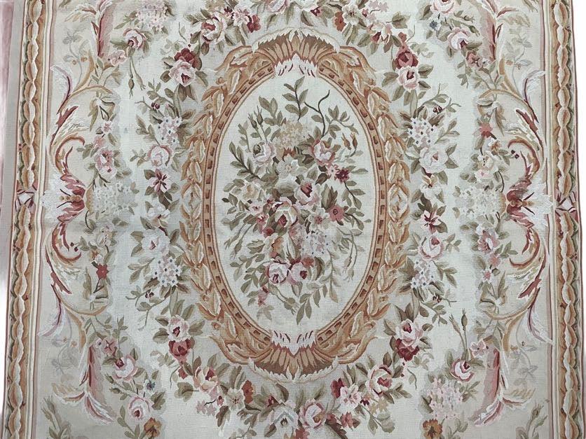 Aubusson Savonnerie Carpet 6x9 ft, Beige, Ivory, Cream, Traditional French European Design, Handmade, Brand New Hand-Knotted Needlepoint Rug - Jewel Rugs