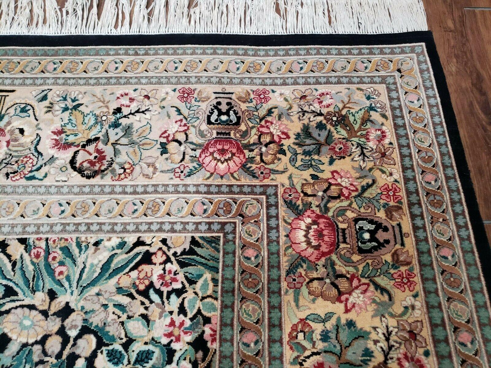 9'X 12' Hand Made William Morris Arts & Crafts Wool Rug Carpet Black Green Worn - Jewel Rugs