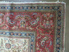 Persian Tabriz Rug 8x10, Antique Authentic Wool Oriental Carpet 8 x 10 ft, Bird Motifs Floral Boteh Paisleys, Cream Red Blue Vintage Handmade Rug - Jewel Rugs