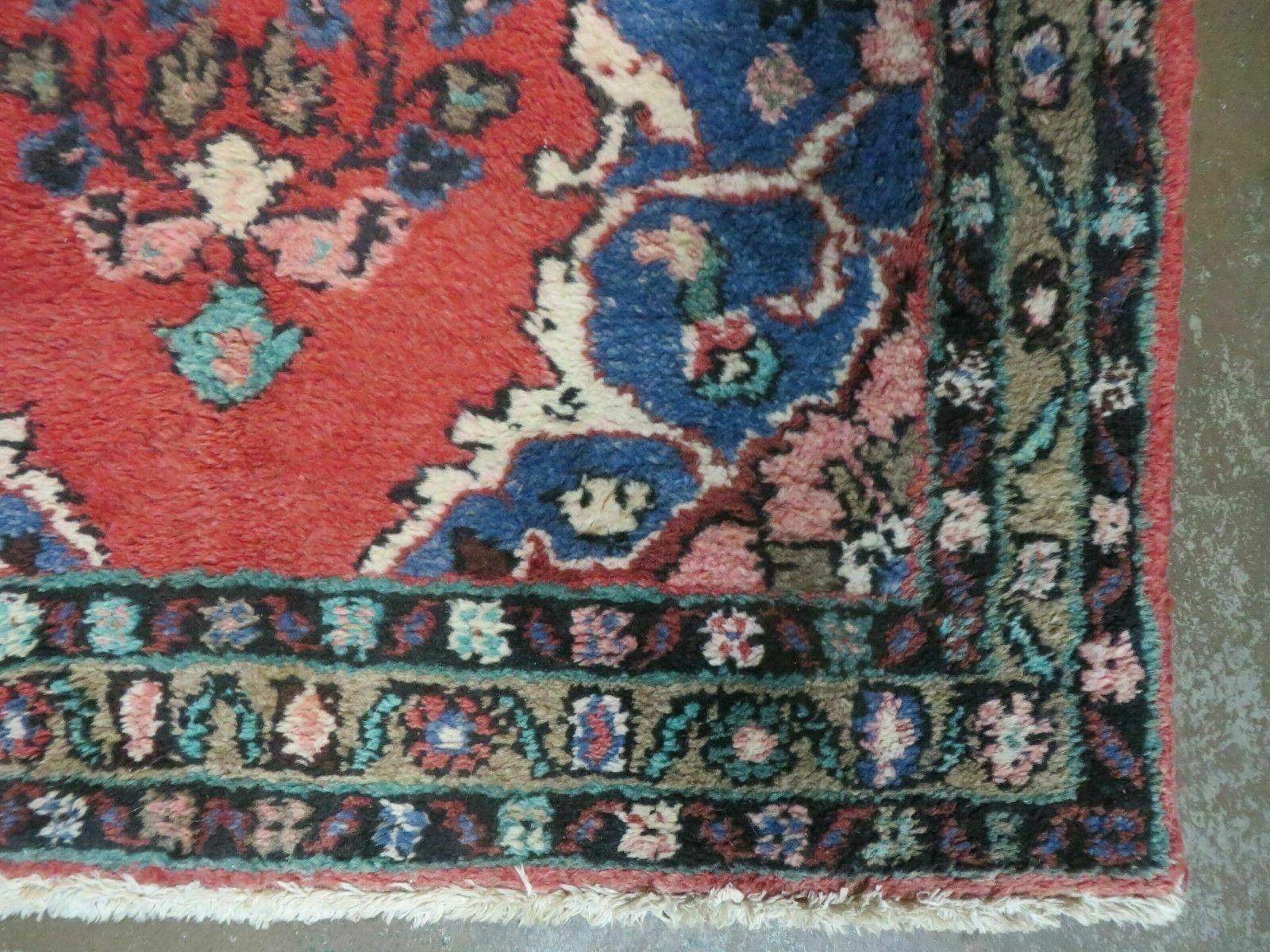 3' 3" X 17' Antique Handmade Indian Wool Runner Rug Red Vegetable Dyes Nice - Jewel Rugs