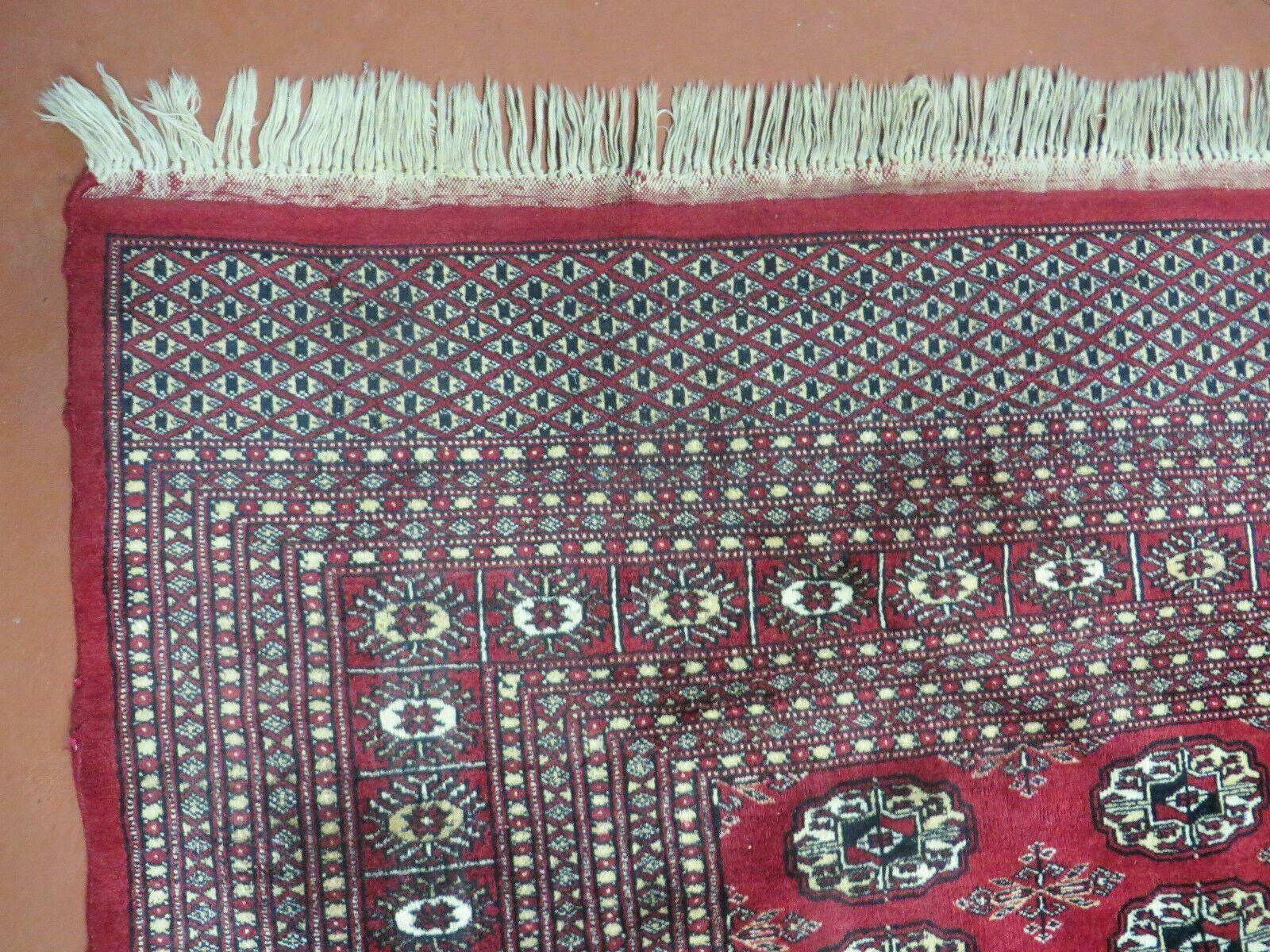 6' X 9' Vintage Handmade Bokhara Turkoman Pakistan Wool Rug Carpet Red Nice - Jewel Rugs