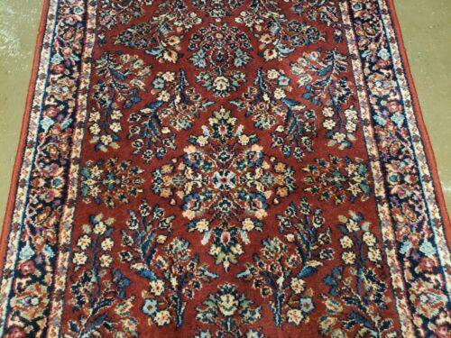 2' 10" X 5' American Made Karastan Red Sarouk Pattern # 785 Wool Rug Nice - Jewel Rugs